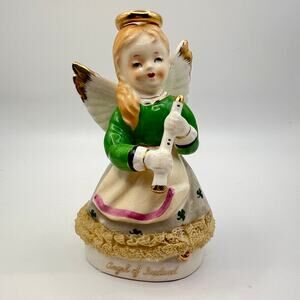 Vintage 50s Art Gift Angel Of Ireland Figurine Porcelain Girl 1958 Japan 4.25"